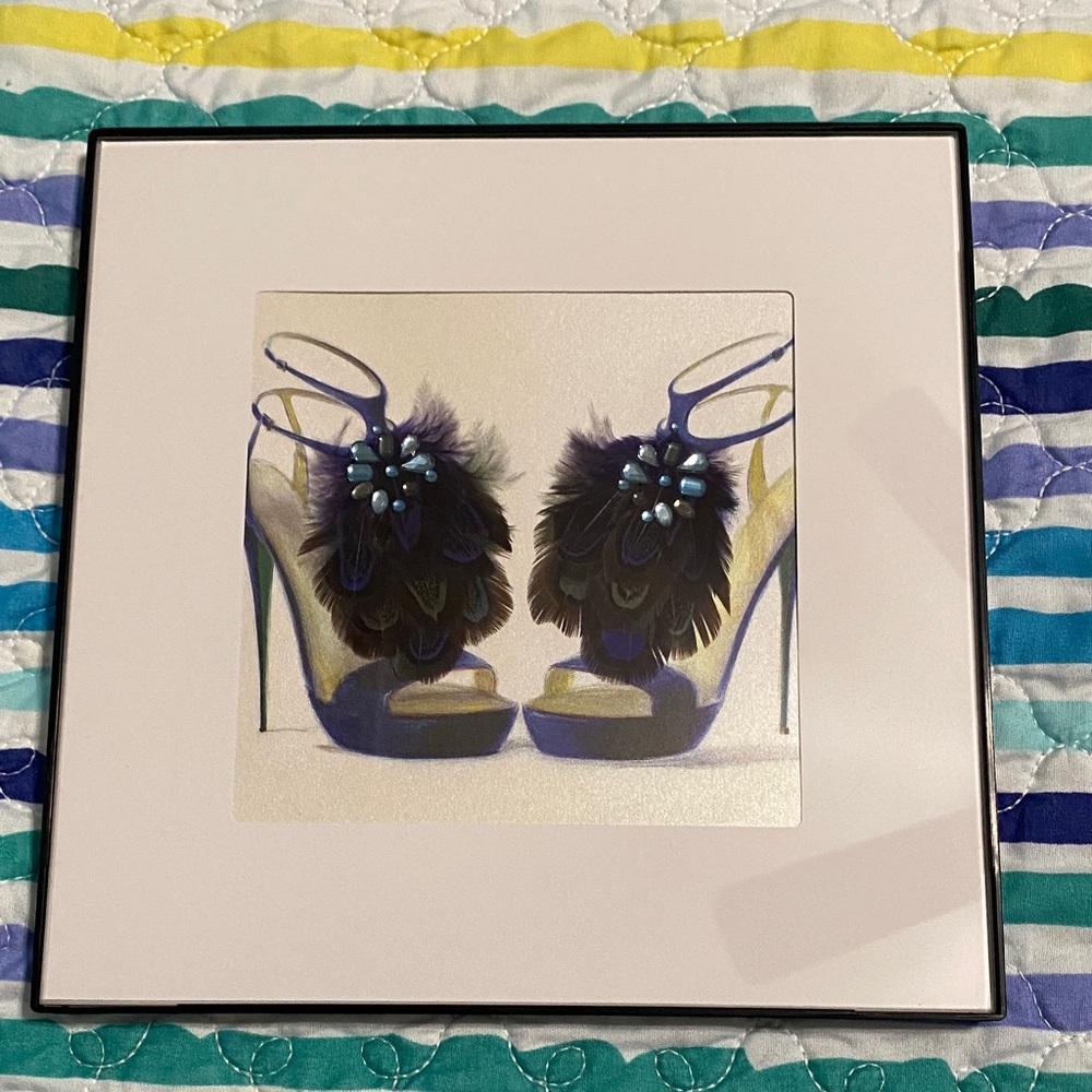 Embellished Feathered Women's Heels Print in Frame